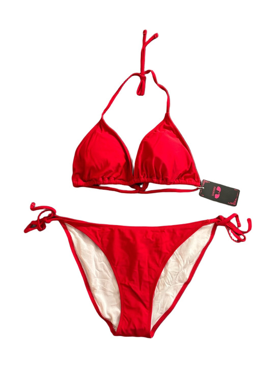 shekini Other - Shekini XL Red String Triangle Bikini Set NWT Tie Side Ruched Swimwear